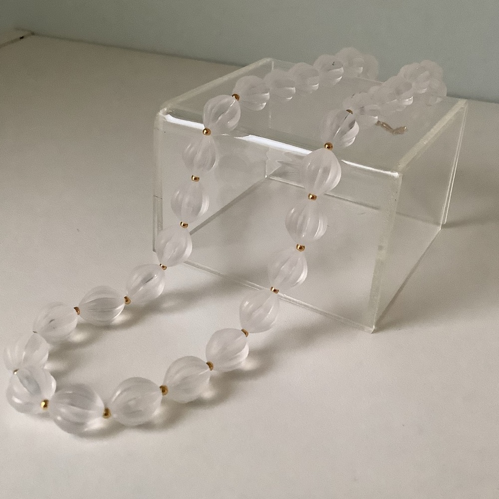NEW clear frosted beaded necklace